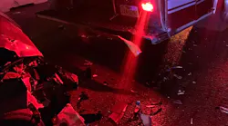 An alleged drunk driver struck Lubbock, TX, Fire Rescue's Engine 1 as it was blocking traffic while responding to a vehicle stalled in high water early Tuesday.