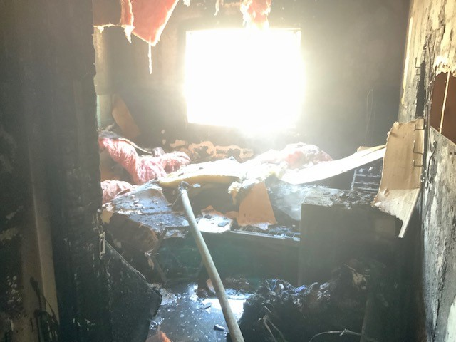 The aftermath shows the bedroom where Las Vegas firefighters found a victim.