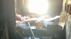The aftermath shows the bedroom where Las Vegas firefighters found a victim.