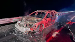 Chelan, WA, firefighters were putting out a burning station wagon when a man tried to drive off with a department vehicle Sunday.