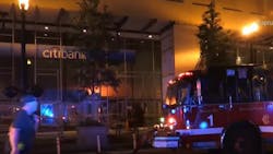 Chicago firefighters quickly extinguished a fire that broke out in the lobby of the Citibank building in the Loop early Wednesday. Chicago firefighters quickly extinguished a fire that broke out in the lobby of the Citibank building in the Loop early Wednesday.