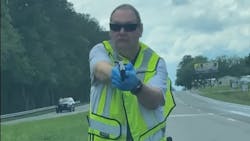 A viral video captured an Acme-Delco-Riegelwood firefighter pulling a gun and pointing at a driver at a crash scene in Columbus County, NC, on June 12. A viral video captured an Acme-Delco-Riegelwood firefighter pulling a gun and pointing at a driver at a crash scene in Columbus County, NC, on June 12.
