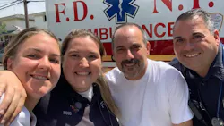 FDNY EMT Loribeth Cusumano (from left), paramedic Kat Woods, Queens electrician Michael Lesner and paramedic Chrstian Hehn.