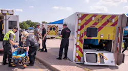 Three medics were injured when their MedStar ambulance rolled over after a collided with the unit in Fort Worth, TX, on Sunday.