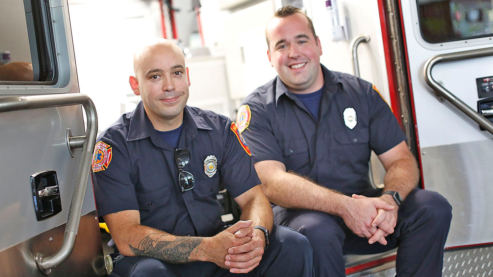 Hanover, MA, firefighter/paramedics Sebastian Rivas and Jonathan Pelletier delivered a baby boy, Noah, in their ambulance on Father's Day.