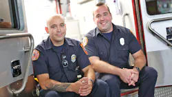 Hanover, MA, firefighter/paramedics Sebastian Rivas and Jonathan Pelletier delivered a baby boy, Noah, in their ambulance on Father's Day.
