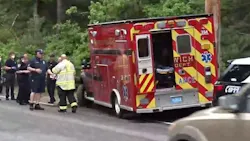 A Harwich, MA, Fire Department ambulance was headed to a cardiac emergency when it collided with another vehicle Thursday.