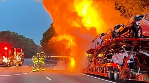 Hope, PA, firefighters led a response to put out a car-carrier fire along Interstate 80 early Thursday.