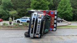 A Horry County, SC, Fire Rescue ambulance was involved in a two-vehicle rollover accident in Myrtle Beach on Monday. A Horry County, SC, Fire Rescue ambulance was involved in a two-vehicle rollover accident in Myrtle Beach on Monday.