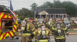 A Horry County, SC, firefighter was injured battling a fire that erupted at a car dealership in Little River on Sunday.