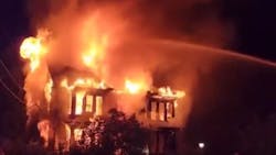 A Northwood, NH, firefighter suffered burns battling a three-alarm house fire Thursday. A Northwood, NH, firefighter suffered burns battling a three-alarm house fire Thursday.