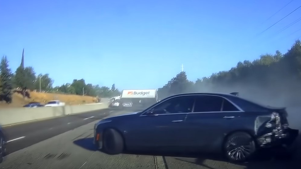 At least six vehicles, including a private ambulance not carrying a patient, crashed into one another along a Sacramento, CA, highway Monday.