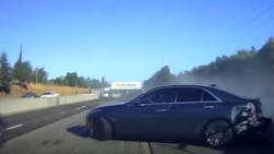 At least six vehicles, including a private ambulance not carrying a patient, crashed into one another along a Sacramento, CA, highway Monday. At least six vehicles, including a private ambulance not carrying a patient, crashed into one another along a Sacramento, CA, highway Monday.