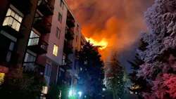Two Salt Lake City firefighters were injured battling a five-alarm fire early Monday.