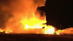 San Jose, CA, firefighters battled a massive fire that destroyed the 161-year-old HG Wade Warehouse early Friday.