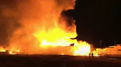 San Jose, CA, firefighters battled a massive fire that destroyed the 161-year-old HG Wade Warehouse early Friday.
