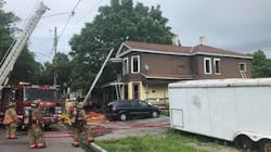 Roughly 30 Syracuse, NY, firefighters battled a fire that broke out at a vacant house Tuesday. Roughly 30 Syracuse, NY, firefighters battled a fire that broke out at a vacant house Tuesday.