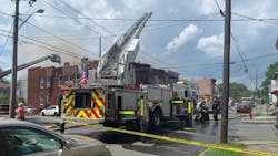 Firefighters from departments around the area had to contend with brutal heat and humidity as they battled a fire that tore through three row houses in Watervliet, NY, on Monday. Firefighters from departments around the area had to contend with brutal heat and humidity as they battled a fire that tore through three row houses in Watervliet, NY, on Monday.
