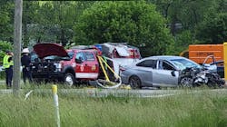Three West Licking, OH, firefighters and a civilian were injured when a car collided with an apparatus headed to another emergency in Pataskala on Saturday. Three West Licking, OH, firefighters and a civilian were injured when a car collided with an apparatus headed to another emergency in Pataskala on Saturday.
