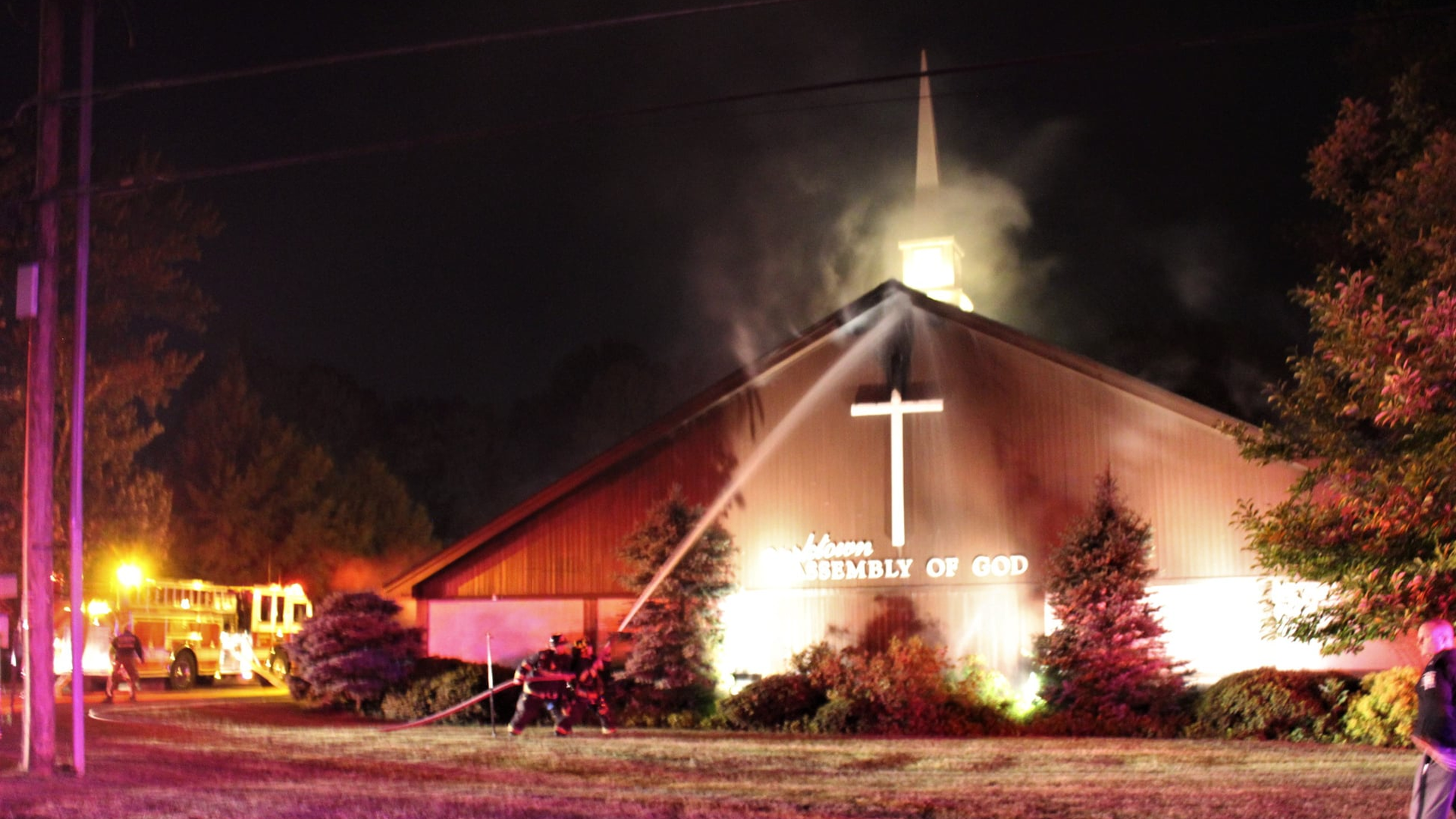 Firefighters from multiple departments were able to keep a fire from destroying the Yorktown Assembly of God Church in Somers, NY, on Sunday.