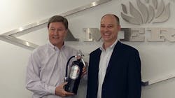 Rep. Mike Rogers, right, receives the 2021 Life Safety Advocate Award from Fire Equipment Manufacturers’ Association President Guy Jones. Rep. Mike Rogers, right, receives the 2021 Life Safety Advocate Award from Fire Equipment Manufacturers’ Association President Guy Jones.