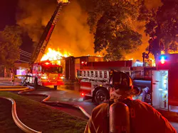 The two-alarm fire on Columbia Woods Drive fire was reported about 2 a.m.