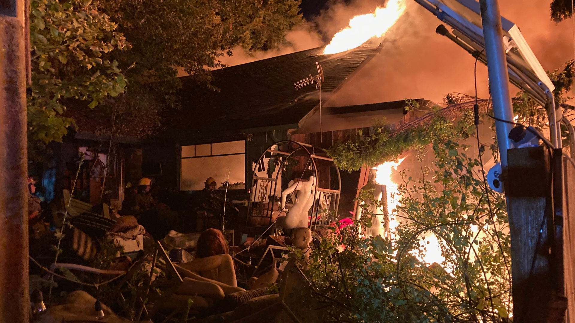 Firefighters faced fireballs, clutter and intense heat battling a fire that erupted at a former Battle Ground, WA, church early Monday.
