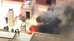 At least eight FDNY firefighters were injured battling a three-alarm apartment fire in the Bronx on Tuesday. At least eight FDNY firefighters were injured battling a three-alarm apartment fire in the Bronx on Tuesday.