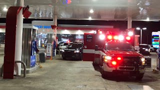 A Houston Fire Department ambulance was carjacked at gunpoint early Friday with an EMT and patient still inside.