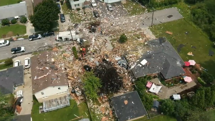 An explosion destroyed a Lackawana, NY, home and left a 92-year-old woman dead Tuesday.
