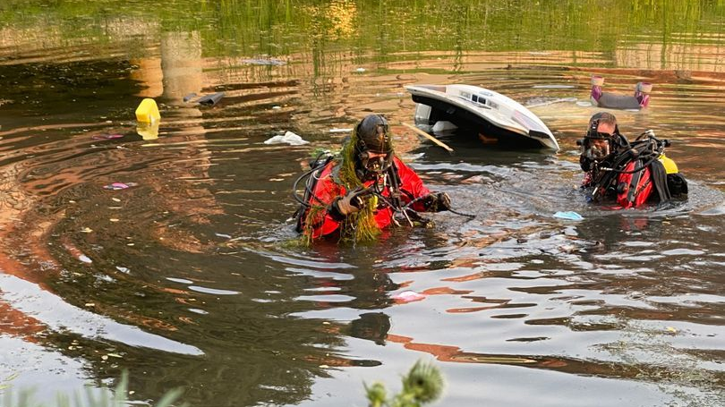 Naperville, IL, firefighters rescued a woman after her vehicle crashed into a retention pond Tuesday.