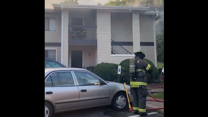 A Nashville, TN, firefighter was injured when he was struck by falling debris during a two-alarm apartment fire Thursday.