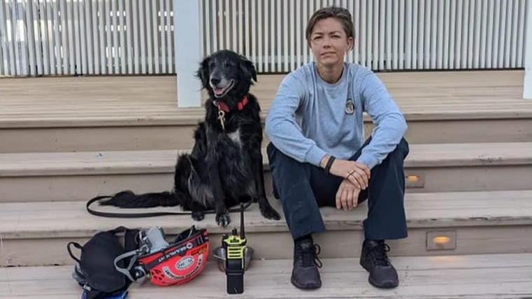 Nichole Notte, 40, pictured with her dog, Dig, has spent 17 years with the Broward County, FL, Sheriff&rsquo;s Office and 10 years with Florida Task Force II urban search and rescue team.