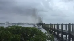 Firefighters used axes and chemical deterrents to put out a stubborn fire that broke out on a 32-foot boat on the Manatee River in Palmetto, FL, on Wednesday.