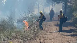 Firefighters work to contain the Red Apple Fire in Chelan County, WA.