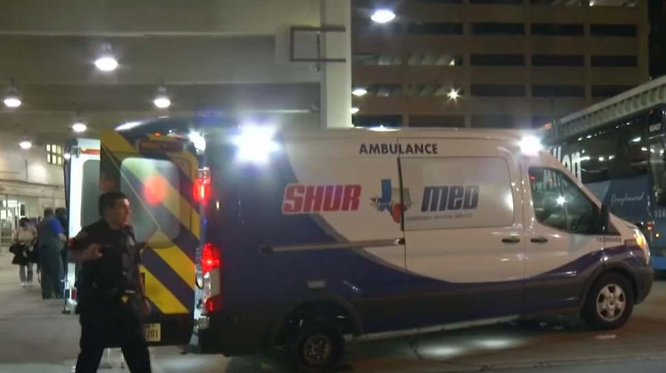 A discharged patient stole a running ambulance from a San Antonio hospital Wednesday and led a security guard and police on a chase.