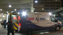 A discharged patient stole a running ambulance from a San Antonio hospital Wednesday and led a security guard and police on a chase. A discharged patient stole a running ambulance from a San Antonio hospital Wednesday and led a security guard and police on a chase.