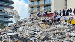 Rescue workers continue sifting through the debris of the collapsed 12-story condo tower in Surfside, FL.