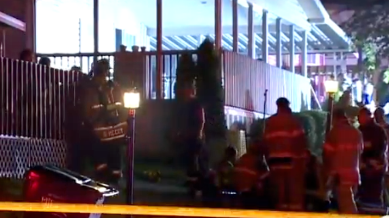 A West Chester Twp., OH, firefighter suffered severe dehydration while battling a mobile home fire that killed three people early Tuesday.