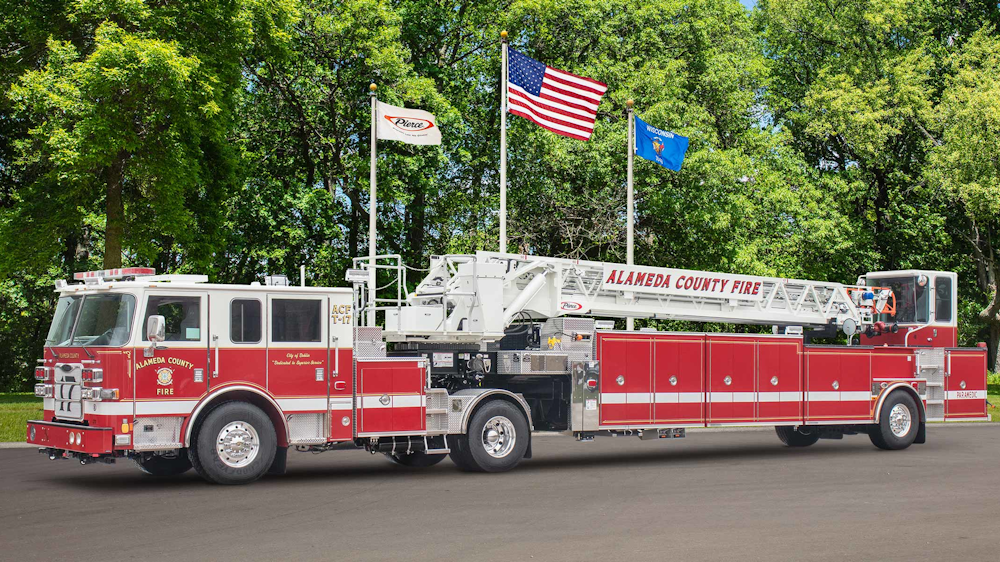 Delivery Alameda County, CA, Tiller Aerial  Firehouse