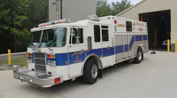 This Stafford County, VA, Fire and Rescue Department heavy rescue, which will be replaced in two years, includes halogen lighting. The newest LED lighting, when it’s coupled with newer rechargeable battery power sources, has the capability to illuminate to an extent that previously wasn’t possible. The load on apparatus and generator electrical systems is reduced, too, not to mention the generation of better, cleaner light.