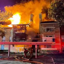 Two Houston firefighters suffered medical issues while battling an apartment complex fire Thursday.