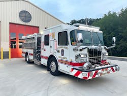 The Stafford County, VA, Fire and Rescue Department’s Engine 14 includes LED lighting on all four sides. The Stafford County, VA, Fire and Rescue Department’s Engine 14 includes LED lighting on all four sides.