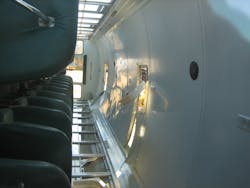 The roof hatches on conventional school buses typically are 18 x 18-inches. The hatches on school buses that are equipped to transport people who have special needs can be 30 x 30-inches. The roof hatches on conventional school buses typically are 18 x 18-inches. The hatches on school buses that are equipped to transport people who have special needs can be 30 x 30-inches.