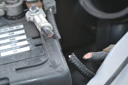 Creating the gap by double-cutting the cables prevents the wiring from reestablishing an electrical circuit. Disconnect at the battery terminals or double-cut all ground cables first, then all “hot” cables to completely isolate the battery. Creating the gap by double-cutting the cables prevents the wiring from reestablishing an electrical circuit. Disconnect at the battery terminals or double-cut all ground cables first, then all “hot” cables to completely isolate the battery.