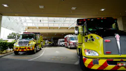 A busy ambulance bay at St. Joseph's Hospital in Tampa, FL, on Aug. 18, 2021. A busy ambulance bay at St. Joseph's Hospital in Tampa, FL, on Aug. 18, 2021.