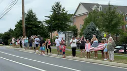 A ceremonial procession from the Office of the Chief Medical Examiner in Washington, D.C brought the body of fallen Frederick County Battalion Chief Joshua Laird to the Myers-Durboraw Funeral Home in Taneytown, MD.