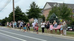 A ceremonial procession from the Office of the Chief Medical Examiner in Washington, D.C brought the body of fallen Frederick County Battalion Chief Joshua Laird to the Myers-Durboraw Funeral Home in Taneytown, MD. A ceremonial procession from the Office of the Chief Medical Examiner in Washington, D.C brought the body of fallen Frederick County Battalion Chief Joshua Laird to the Myers-Durboraw Funeral Home in Taneytown, MD.