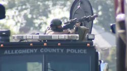 More than a dozen SWAT officers searched the area around a Clairton, PA, home after an overdosing man opened fire on responding EMTs on Monday. More than a dozen SWAT officers searched the area around a Clairton, PA, home after an overdosing man opened fire on responding EMTs on Monday.