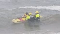 Duluth, MN, firefighters rescued a 20-year-old woman from dangerous rip currents in Lake Superior on Saturday. Duluth, MN, firefighters rescued a 20-year-old woman from dangerous rip currents in Lake Superior on Saturday.
